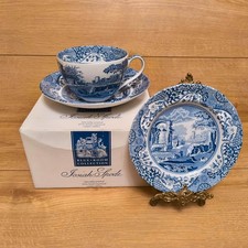 Spode Blue Room Collection Blue Italian Jumbo Cup, Saucer and Plate