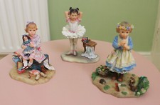 Set of 3 Paintbox Poppets Collectible Figurines by Christine Haworth