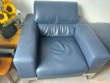 PRE-LOVED: VITA ITALIANA 100% Genuine Italian Leather Sofa Chair (Blue) 
