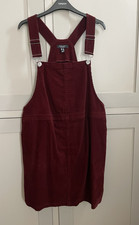 New Look Size 14 Burgundy Red Maternity Cord Bib & Braces Dungaree Dress  