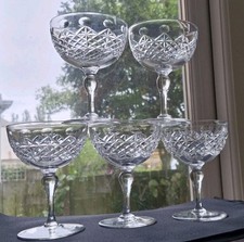 Set of 5 Vintage Crystal Webb Corbett Champagne Saucers (Glasses)