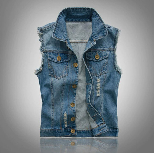 Distressed denim waistcoat - distressed,