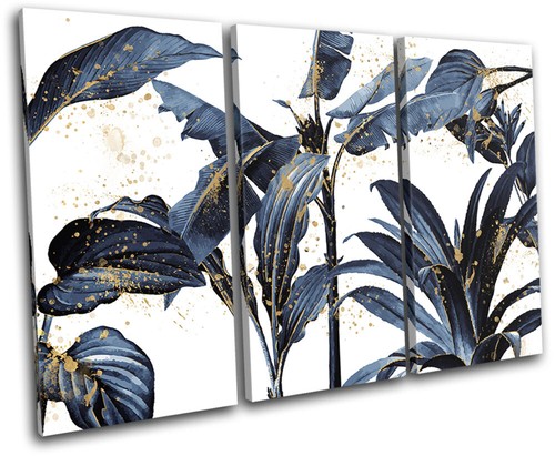 Navy tropical exotic leaves - tropical,