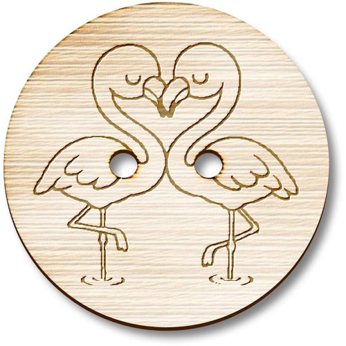 Love flamingos wooden sewing - 'love,
