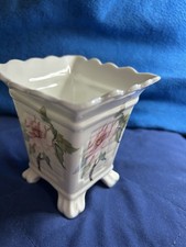 Floral Square Vase on Feet Brosnic Bone China “VICTORIANNA” Ceramic Plant Pot