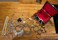 Bulk Lot of Vintage Costume Jewellery Including Jewellery Box – Estate Clearance