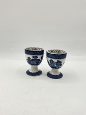 Booths Real Old Willow Gold Trim Pair Egg Cups (Z1)