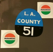LA COUNTY 51 "EMERGENCY 51" FIRE HELMET SHIELD  White 51 & Paramedic Decal