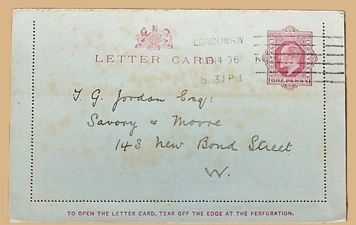 1906 kgv letter card savory - card,