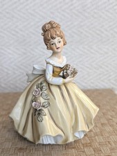 Vintage Alfretto by Maruri Yellow Dress Girl With Flowers Porcelain Figurine