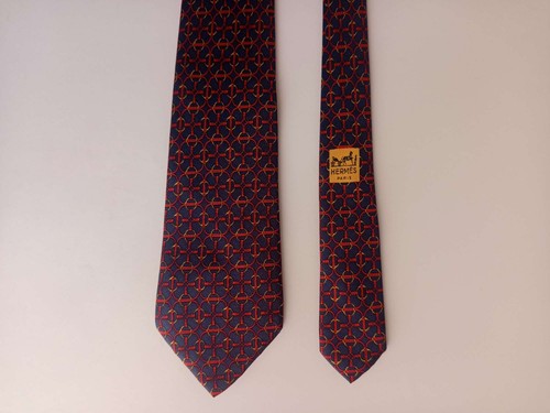 Hermes paris silk tie red - paris, blue