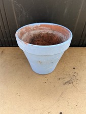 Vintage Blue Painted Terracotta Pot