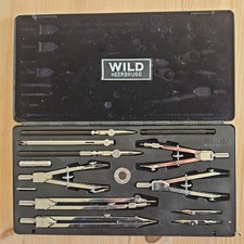 Wild Heerbrugg Technical Drawing Set Compasses Box Case Vintage Swiss Made