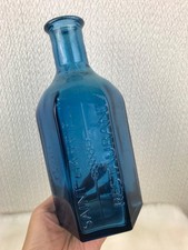 Cobalt Blue Glass Bottle Hexagon Display Decorative Saint Gabrielle Restaurant