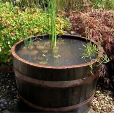 Extra Large Oak Whiskey Half Barrel - Water Garden Pond WATERTIGHT  70cm x 45cm