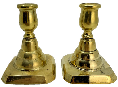 Antique brass candlesticks - brass,