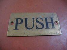 Vintage brass push sign