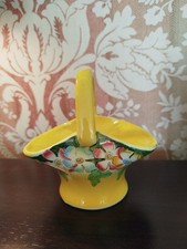 Rare Royal Art Pottery Vintage Yellow Flowered Basket