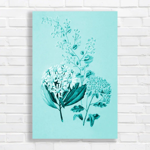 Botanical floral teal canvas - teal,
