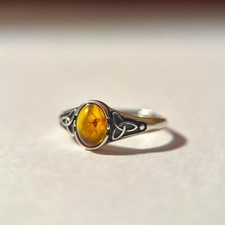 Fly in amber ring fossil /