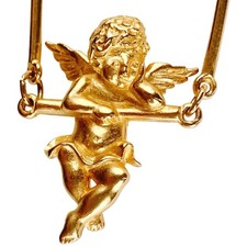 VTG Signed JJ Brooch Cherub