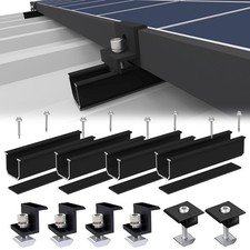 Solar Panel Rail Bracket Kit Aluminium Fixing Roof Mounting End/Middle Clamp PV