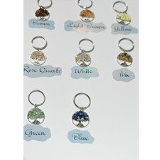 Personalised Tree of Life Keyring with Gemstone Chips