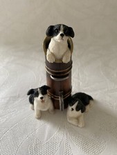 Vintage Leonardo Border Collie Pups With Coal Scuttle Collectable