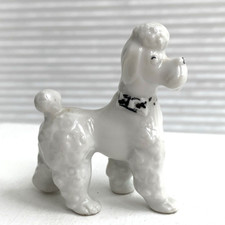 Vintage Miniature White Poodle Figurine, Ceramic Dog Ornament,  2.5 " JAPAN ?