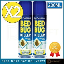 2 x BED BUG KILLER SPRAY 200ML INSECT CARPET MATTRESS TREATMENT ELIMINATES BUGS