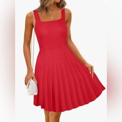 Red strap square neck - red,