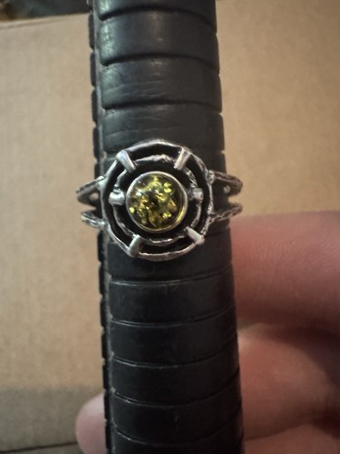 Sterling silver green amber - sterling,