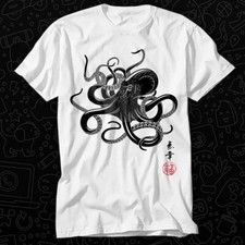 Octopus Japanese Calligraphy Art Japan Yoga Warior Tee Best Seller T Shirt 243