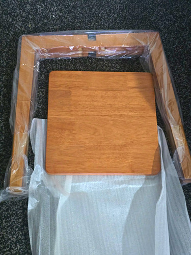 Brown wooden square stool - wooden,