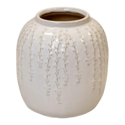Small cream ceramic - ceramic, ribbed