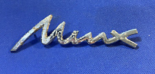 HILLMAN MINX - METAL CAR SCRIPT BADGE - 155 X 50 MM