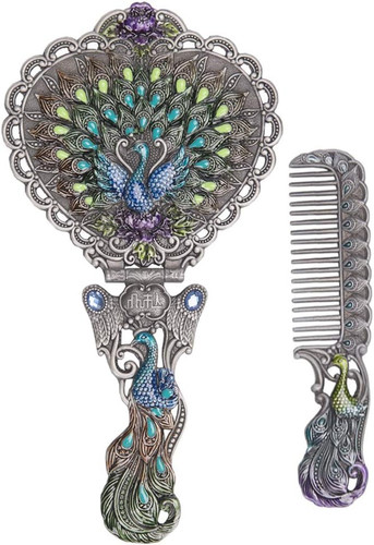 Vintage peacock metal mirror - peacock,