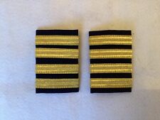 Pilot Epaulette Gold Bars Captain  Black Cloth