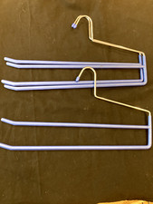 3 x Hangers Non Slip 2 Bars for Pants Trouser Clothes Storage Rack Space Saver