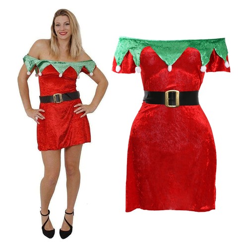 Ladies elf dress velour - ladies,