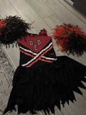 halloween girls zombie cheer leader age 10-12yrs dress and pom poms