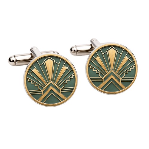 Eucalyptus green gold art deco - green,