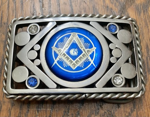 Vtg masonic belt buckle blue - buckle,