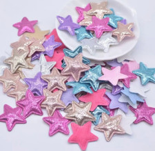 Star fabric embellishments, metallic pinks fabric applique star  25mm star mix