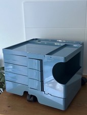 B-Line Boby trolley in Whale Blue, designed by Joe Colombo, 3 cassettes