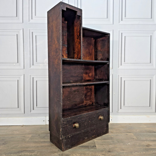 Antique stepped open bookcase - antique,