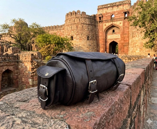 Leather motorcycle tool bag - leather,
