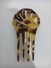 1920s Art Deco hair comb faux tortoiseshell rhinestone hair accessory In VGC