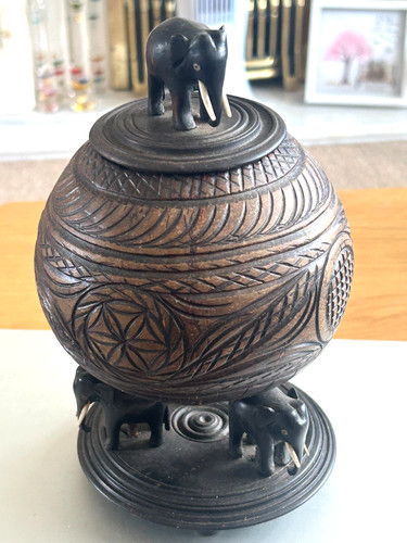 Vintage hand carved coconut - vintage,
