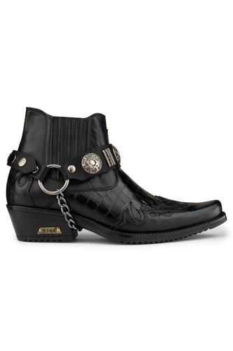 Men black leather goth - men's,